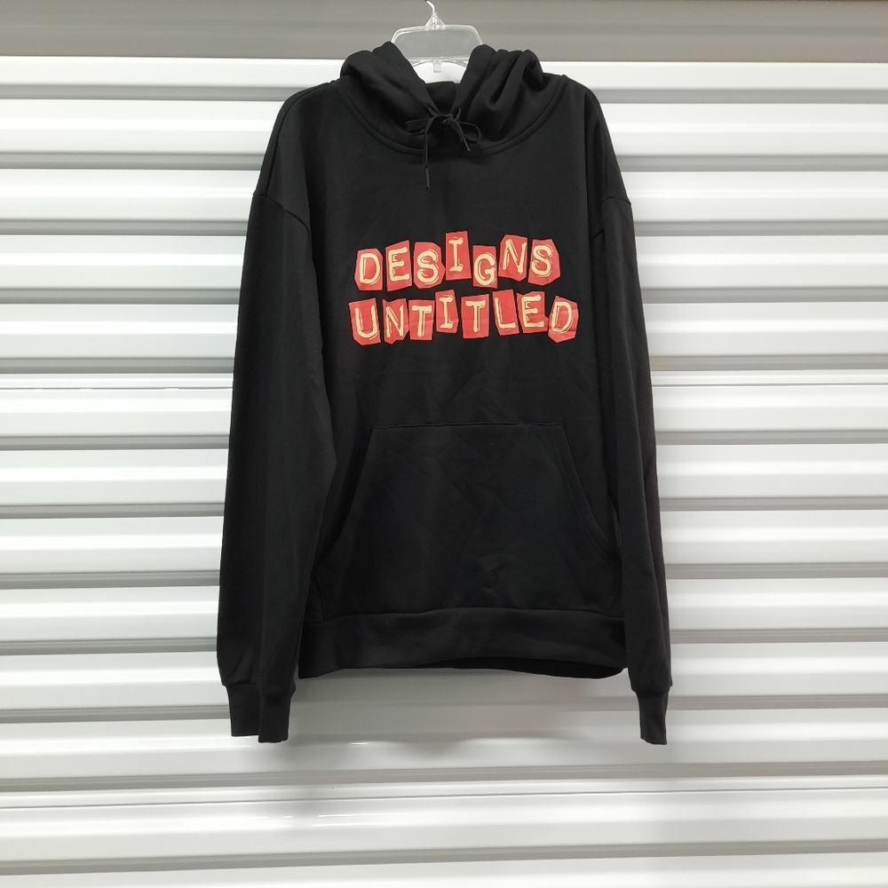 Designs Untitled Hoodie Sweatshirt Mens Medium Black Long Sleeve Preppy Outdoors